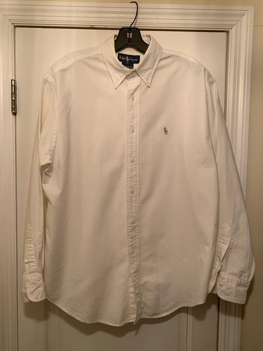 Ralph Lauren White Button-Down Oxford Shirt with Polo Pony